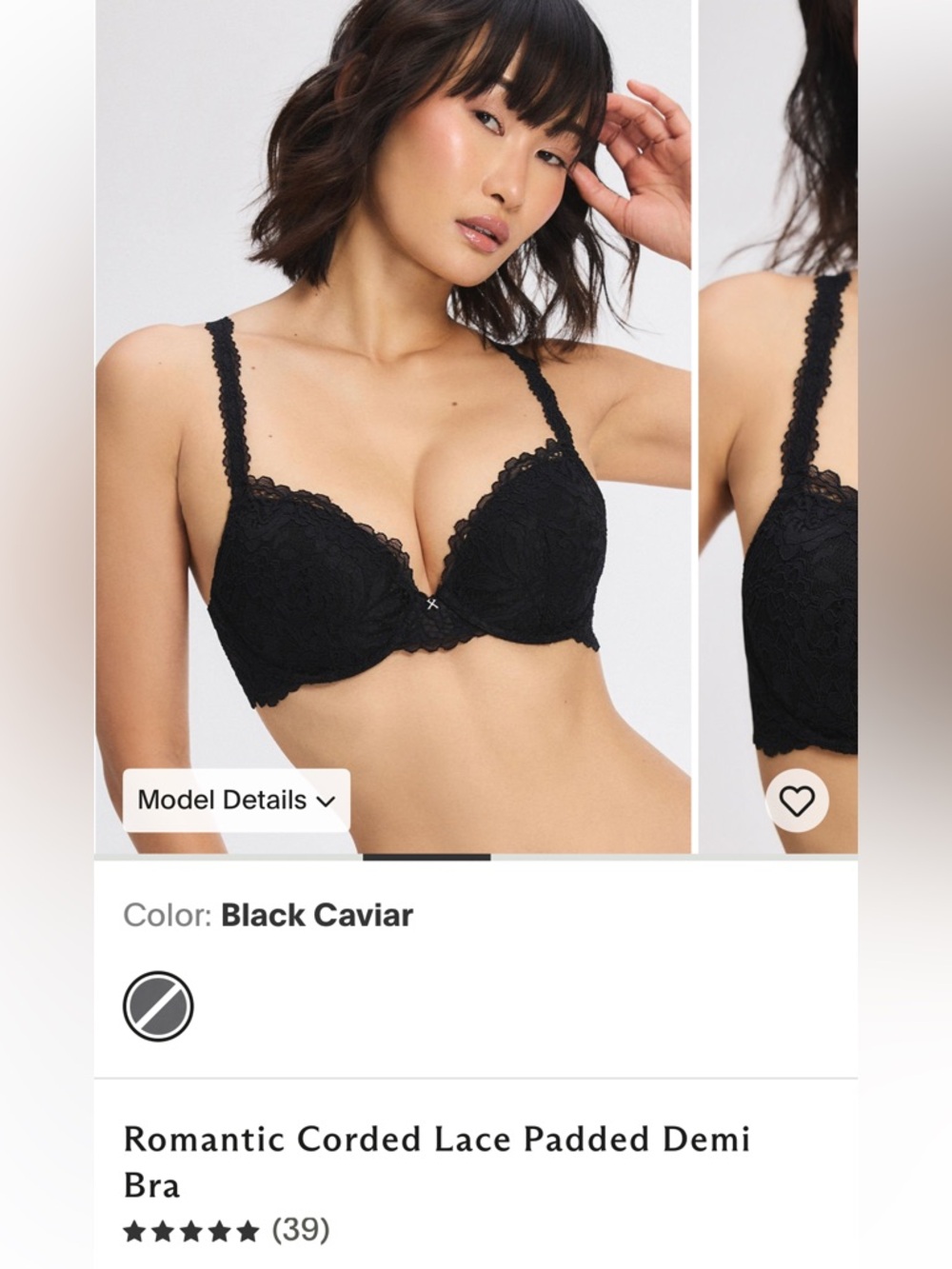 Savage X Fenty 34C Black Lace Push-Up Bra